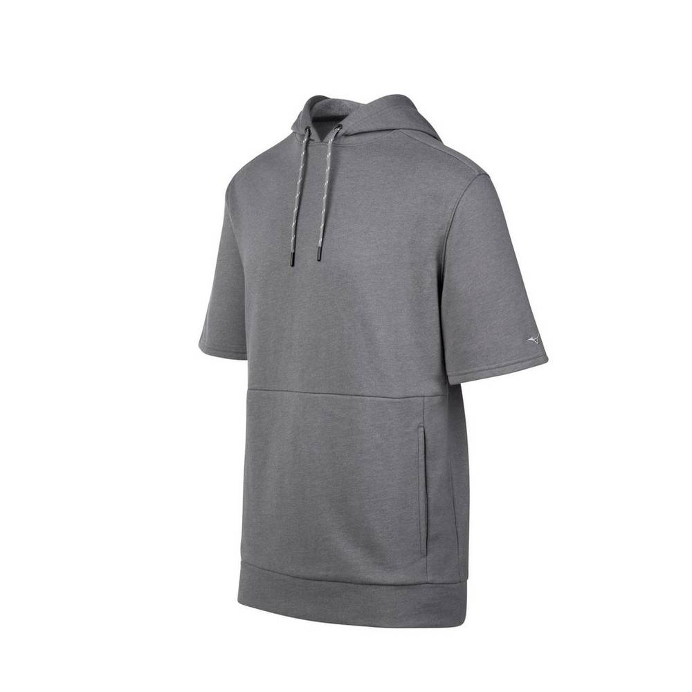 Mens Mizuno Game Time Short Sleeve Hoodie Grey Philippines (TQBRIA192)